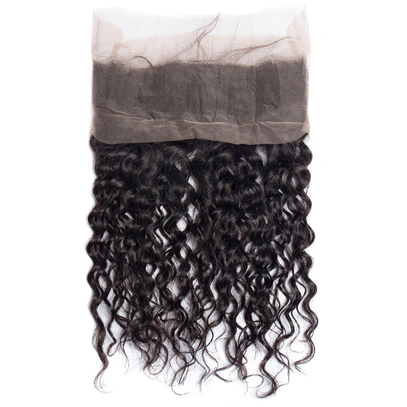 Virgin Hair Water Wave 360 Lace Frontal Closure 22.5x4x2 With Adjustable Strap Medium Brown Lace - 图片 5